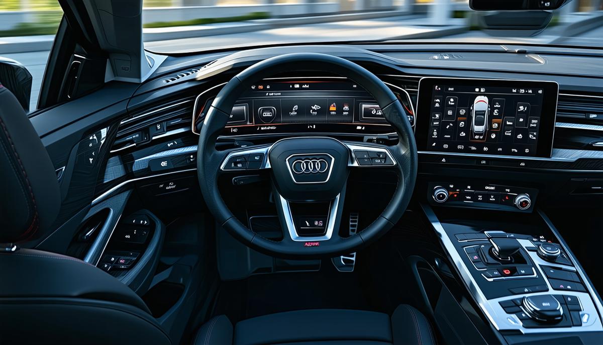 Close-up of the 2025 Audi A4's MMI touch display and virtual cockpit plus