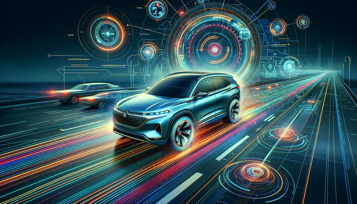 Visual representation of the 2025 Honda CR-V Hybrid's safety features in action, including lane-keeping assist and adaptive cruise control