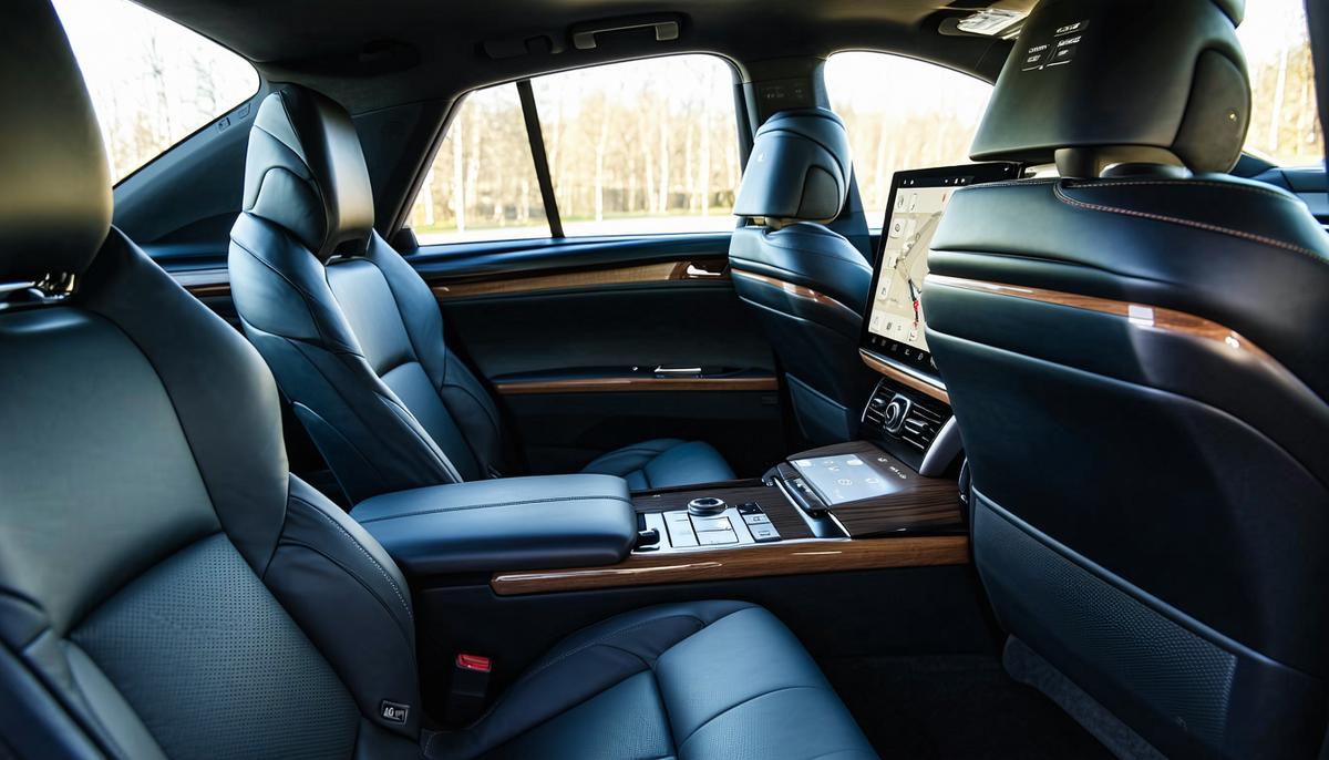 The opulent interior of the 2024 Lexus RX 350, featuring premium leather seats, wood trim, and the 14-inch touchscreen infotainment system